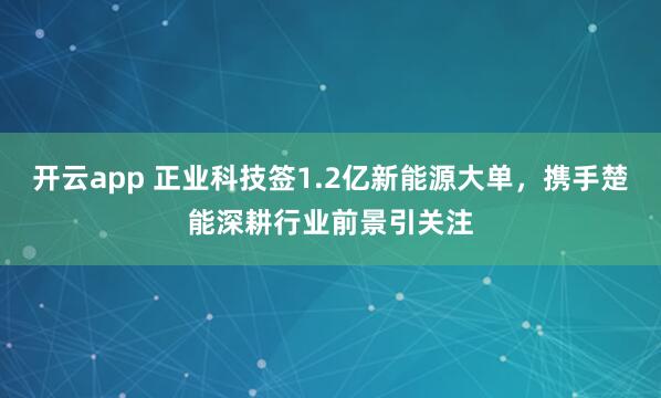 开云app 正业科技签1.2亿新能源大单，携手楚能深耕行业前景引关注