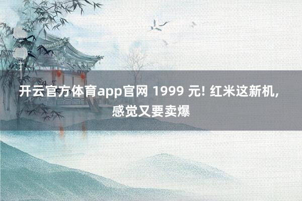 开云官方体育app官网 1999 元! 红米这新机， 感觉又要卖爆